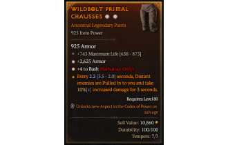 Legendary Pants[Barbarian | *4 Bash | *2625 Armor | 743 Life]