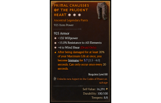 Legendary Pants[Druid | *4 WindShear | *15 ResistAll | *135 WP]