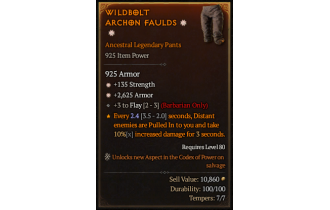 Legendary Pants[Barbarian | *2625 Armor | *135 STR | 3 Flay]