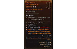 Legendary Boots[Sorcerer | *4 BallLightning | *2625 Armor | 84 INT]