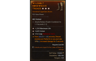 Legendary Boots[Barbarian | *4 Leap | *2625 Armor | *1310 Life]