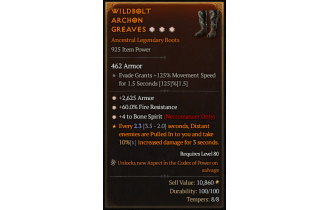 Legendary Boots[Necromancer | *4 BoneSpirit | *2625 Armor | *60 FR]