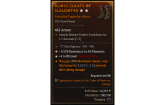 Legendary Boots[Sorcerer | *4 Blizzard | *15 ResistAll | 77 INT]