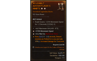 Legendary Boots[Barbarian | *4 WarCry | *27 MS | 662 Life]