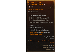 Legendary Bow[*150 DMG_Crit | *270 DEX | *2620 Life]