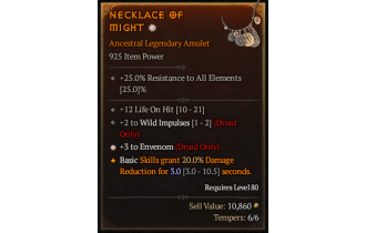 Legendary Amulet[Druid | *3 Envenom | 2 WildImpulses | 12 LoH]