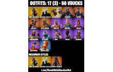 UNIQUE - Psycho Bandit, Ragnarok Max  [17 Skins, 50 Vbucks, 12 Axes, 17 Emotes, 14 Gliders and MORE!]