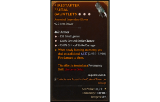 Legendary Gloves[*12 Crit | *75 DMG_Crit | *135 INT]