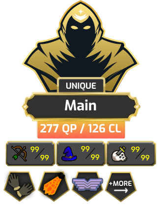 Main | Staker | TTL: 2221 | CL: 126 | QP: 277 [99 MAGE, 99 RAN, 99 STR, B Gloves, Defender, DS2, Fire Cape, Piety + MORE!]