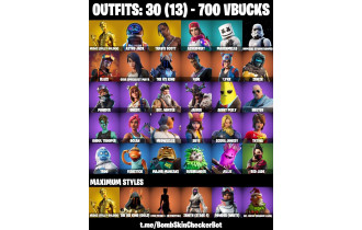 UNIQUE - Travis Scott, Astro Jack, Loserfruit [30 Skins, 700 Vbucks, 36 Axes, 61 Emotes, 35 Gliders and MORE!]