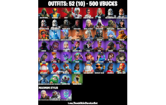 UNIQUE - Mandalorian, Darth Maul [52 Skins, 500 Vbucks, 63 Axes, 54 Emotes, 66 Gliders and MORE!]