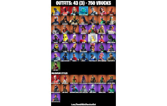 UNIQUE - Blue Striker, Deadpool Max [43 Skins, 750 Vbucks, 43 Axes, 50 Emotes, 54 Gliders and MORE!]