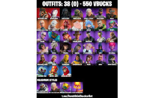 UNIQUE - Wolverine, Spider Gwen, Darth Vader [38 Skins, 550 Vbucks, 39 Axes, 32 Emotes, 35 Gliders and MORE!]