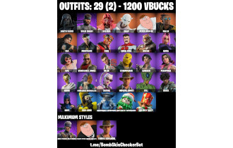 UNIQUE - Darth Vader , Peter Griffin Max, Valeria,Snap [29 Skins, 1200 Vbucks, 32 Axes, 30 Emotes, 34 Gliders and MORE!]