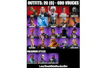 UNIQUE - Mandalorian, Jennifer Walters [20 Skins, 690 Vbucks, 36 Axes, 24 Emotes, 38 Gliders and MORE!]