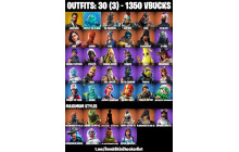 UNIQUE - John Wick, Rippley Vs Sludge [30 Skins, 1350 Vbucks, 35 Axes, 34 Emotes, 50 Gliders and MORE!]