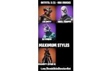 UNIQUE - Skull Trooper , Calamity Max [3 Skins, 450 Vbucks, 6 Axes, 11 Emotes, 8 Gliders and MORE!]