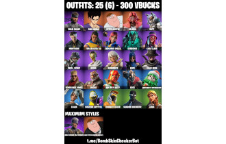 UNIQUE - Son Gohan, Peter Griffin Max [25 Skins, 300 Vbucks, 30 Axes, 21 Emotes, 24 Gliders and MORE!]