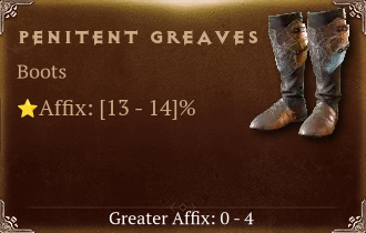 Penitent Greaves [ ⭐️ Affix: HIGH ROLL]