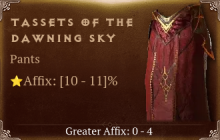 Tassets of the Dawning Sky [ ⭐️ Affix: HIGH ROLL]