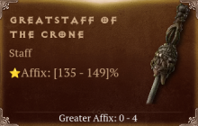 Greatstaff of the Crone [ ⭐️ Affix: HIGH ROLL]