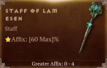 Staff of Lam Esen [ ⭐️ Affix: MAX ROLL]