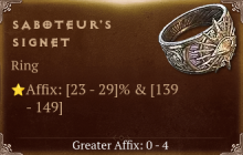 Saboteur's Signet [ ⭐️ Affix: HIGH ROLL]