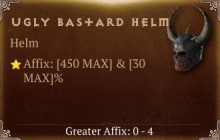 Ugly Bastard Helm [ ⭐️ Affix: MAX ROLL]