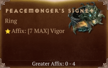 Peacemonger's Signet [ ⭐️ Affix: MAX ROLL]