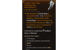 Aspect of the Rampaging Werebeast [Max Roll]