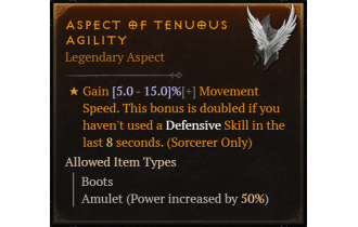 Aspect of Tenuous Agility [Max Roll]