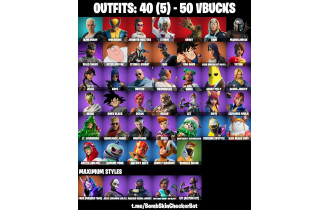 UNIQUE - Mandalorian, Slim Shady [40 Skins, 50 Vbucks, 50 Axes, 52 Emotes, 63 Gliders and MORE!]