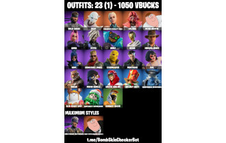 UNIQUE - Solid Snake Max, Peter Griffin Max [23 Skins, 1050 Vbucks, 26 Axes, 25 Emotes, 33 Gliders and MORE!]