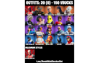 UNIQUE - Deadpool Mask Off, Malik [20 Skins, 150 Vbucks, 36 Axes, 28 Emotes, 44 Gliders and MORE!]