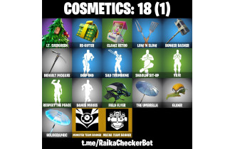 UNIQUE - Lt. Evergreen, Re-gifter [1 Skins, 3 Axes, 6 Emotes, 4 Gliders and MORE!]