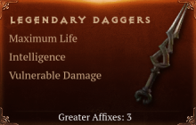 Legendary Dagger[Life (Greater), INT (Greater)]