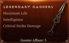 Legendary Dagger[Life (Greater), INT (Greater)]