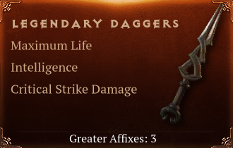 Legendary Dagger[Life (Greater), INT (Greater)]