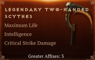 Legendary Two-Handed Scythe[Life (Greater), INT (Greater)]