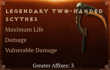 Legendary Two-Handed Scythe[Life (Greater), DMG (Greater)]