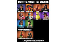 UNIQUE - Ember, Hybrid [10 Skins, 50 Vbucks, 24 Axes, 28 Emotes, 30 Gliders and MORE!]