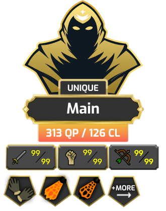 Main | GIM | TTL: 2277 | CL: 126 | QP: 313 [99 AGI, 99 MAGE, 99 RAN, 99 RC, 99 STR, B Gloves, Defender, DS2 + MORE!]