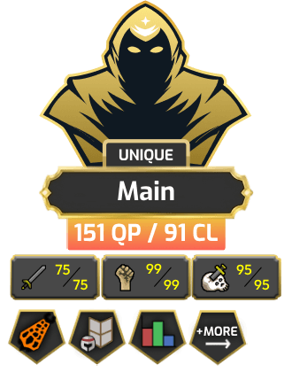 Main | Pure - Zerker | TTL: 1591 | CL: 91 | QP: 151 [99 RAN, 99 STR, Infernal, Max POH, MA1 & MA2, DT1 + MORE!]