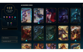 Unranked -  152 Skins, 138 Champs [1x Mythic Skin, 11384 BE, 222 LVL, 154 RP and MORE!]