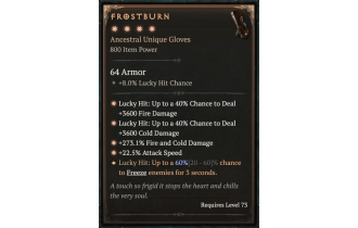 Frostburn [Max Unique | ⭐️ 4 Greater | Gloves | All]