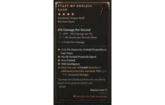 Staff of Endless Rage [Max Unique | ⭐️ 4 Greater | Staff | Sorcerer]