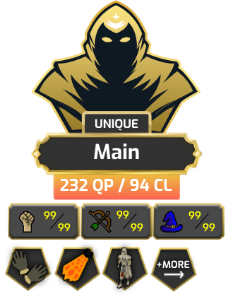 Main | Pure - Zerker | TTL: 2024 | CL: 94 | QP: 232 [99 AGI, 99 MAGE, 99 RAN, 99 RC, 99 STR, B Gloves, Defender, DS2 + MORE!]