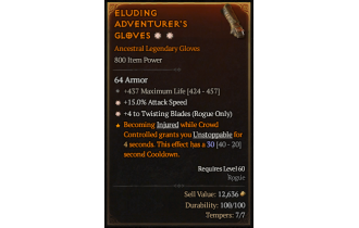 Legendary Gloves[TwistingBlades | *4 TwistingBlades | *15 ATKSPD | 437 Life]