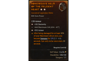 Legendary Helm[*352 Armor | *182 DEX | 444 Life]