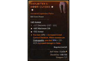 Legendary Pants[*352 Armor | *685 Life | 117 DEX]